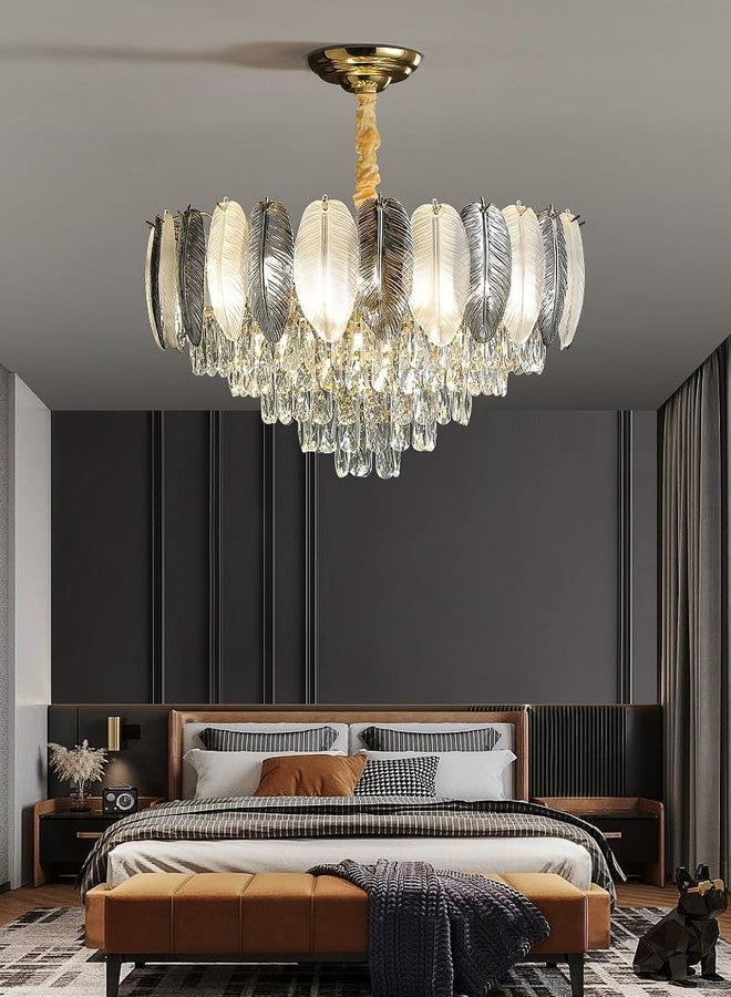 Cruv Crystal Chandelier for Dinint Table, Jhumar, Jhoomar for Bedroom, Hotels, Restaurants and Cafe (Feather Exqusite Design, 500 mm) - Image 2